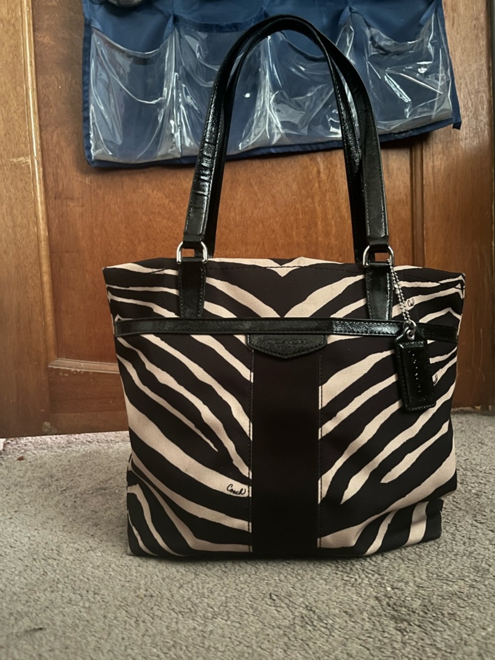 Coach Black and Cream Zebra Print Tote - Picture 2 of 8